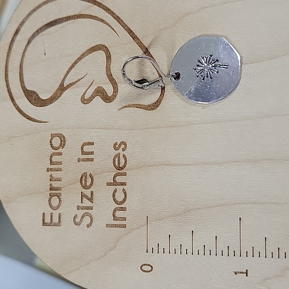 Dandelion Hammered Disc Drop Earrings - Picture 7 of 8